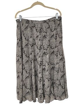 Jones New York Flowy Midi Animal Print Skirt Silk Blend Women’s Size 14